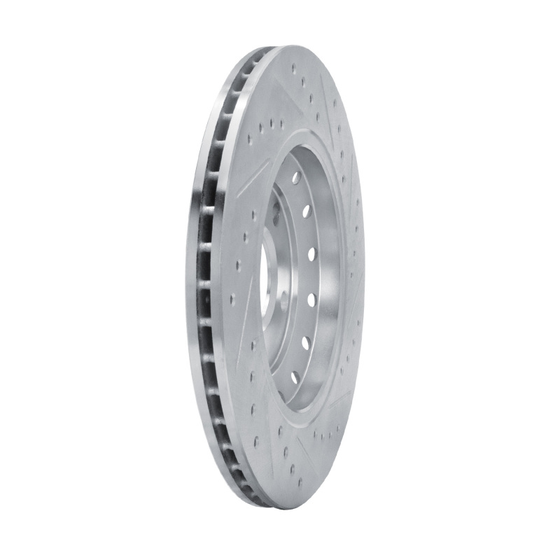 Audi A8 Brake Rotor (1) - Rear Right - R1 Concepts - Drilled & Slotted - Silver - `04-`10